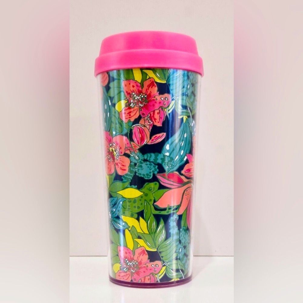 *Lilly Pulitzer* Travel HOT OR COLD Mug Cup Tropical Orchid Floral